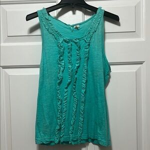 Madison Green Sleeveless Ruffled Tank Top